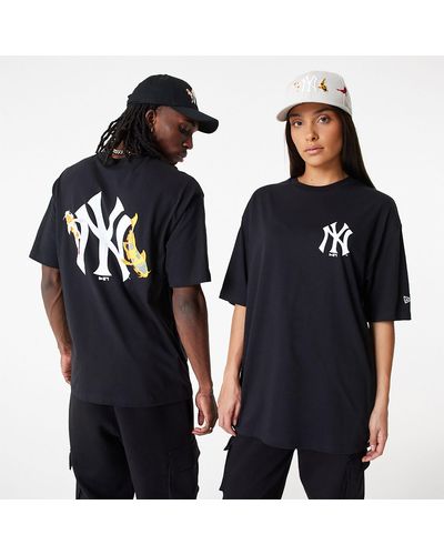 New Era M's MLB Half Striped Os Tee New York Yankees Navy / Off-White Size XL