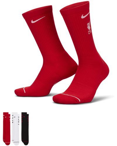 Nike Liverpool Everyday Socks (3 Pairs) 50% Recycled Polyester - Red