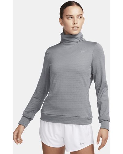 Nike Therma-fit Swift Element Turtleneck Running Top - Gray