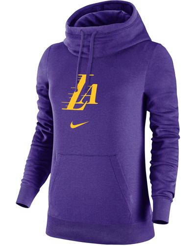 Nike Los Angeles Lakers Club Fleece 2023/24 City Edition Nba Funnel-neck Hoodie Cotton - Purple