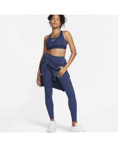 Nike Universa Medium-support High-waisted Full-length Leggings With Pockets - Blue