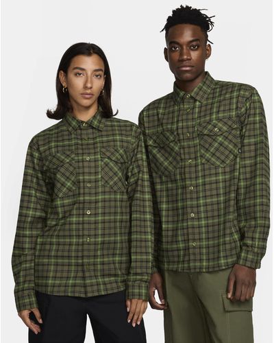 Nike Sb Long-sleeve Flannel Skate Button-up Shirt - Green