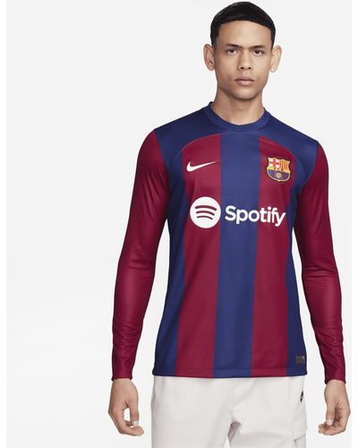 Nike Maglia da calcio a manica lunga dri-fit fc barcelona 2023/24 stadium da uomo - Rosso