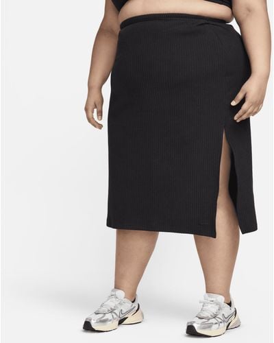 Nike Sportswear Chill Knit Slim Midi Ribbed Skirt (plus Size) - Black