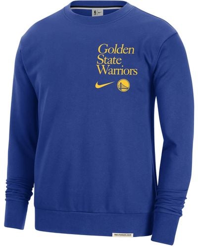 Nike Golden State Warriors Standard Issue Dri-fit Nba Crew-neck Sweatshirt - Blue