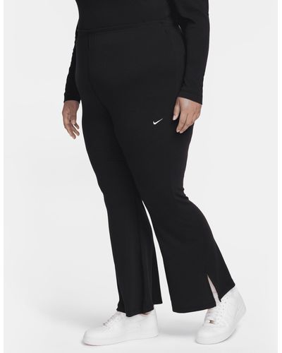 Nike Sportswear Chill Knit Tight Mini-rib Flared Leggings (plus Size) - Black