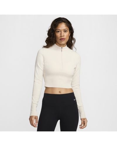 Nike Sportswear Chill Knit Slim Long-sleeve Cropped Sweater 1/2-zip Top - White