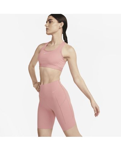 Nike Universa Medium-support High-waisted 8" Biker Shorts With Pockets - Pink