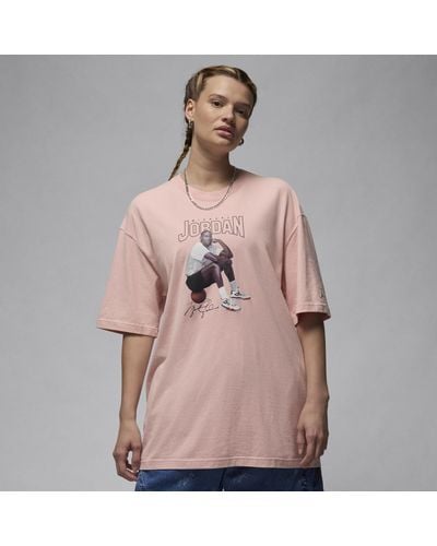 Nike Jordan Oversized Graphic T-shirt Cotton - Pink