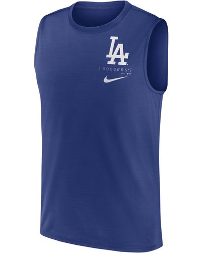 Nike Los Angeles Dodgers Large Logo Dri-fit Mlb Muscle Tank Top - Blue