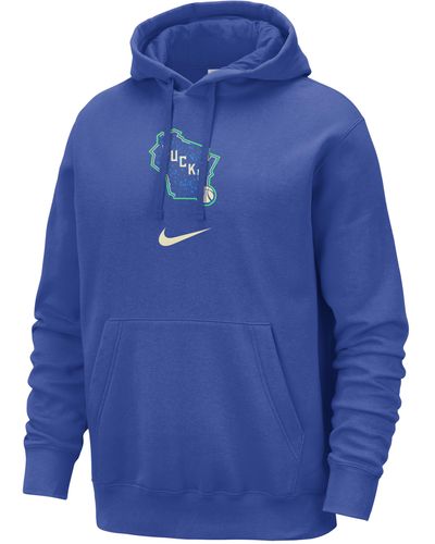 Nike Milwaukee Bucks Club Fleece City Edition Nba Pullover Hoodie Cotton - Blue