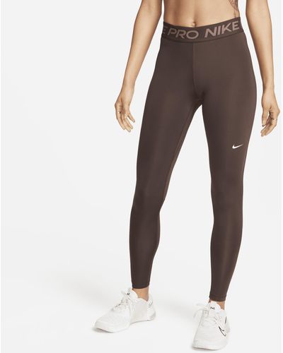 Nike Pro legging Met Halfhoge Taille En Mesh Vlakken - Bruin