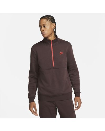 Nike Sportswear Club Brushed-back 1/2-zip Pullover - Brown
