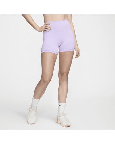 Nike Shorts da ciclista 13 cm a vita alta one rib - Viola