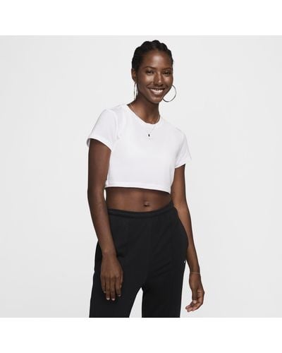 Nike T-shirt corta slim fit sportswear chill knit - Bianco