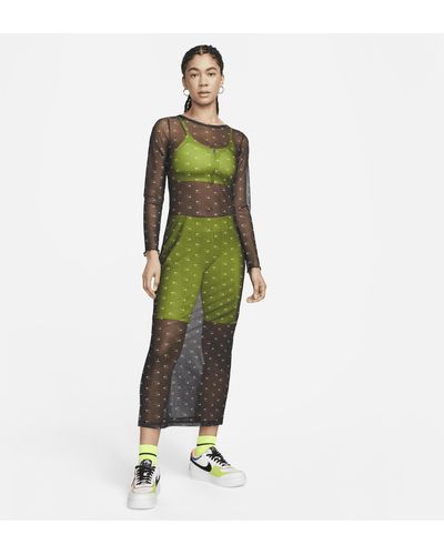 Nike Abito in mesh stampato a manica lunga air - Verde