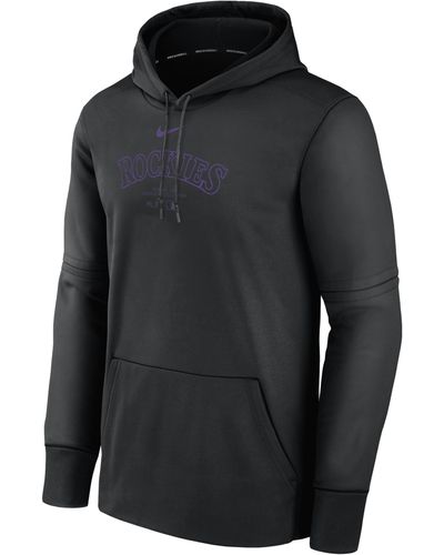 Nike Colorado Rockies Authentic Collection Practice Therma Mlb Pullover Hoodie - Black