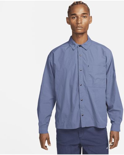 Nike Sportswear Tech Pack Woven Long-sleeve Shirt In Blue,