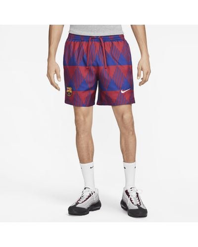 Nike Fc Barcelona Flow Graphic Soccer Shorts - Blue