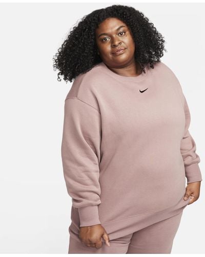 Nike Sportswear Phoenix Fleece Oversized Crew-neck Sweatshirt (plus Size) - Pink