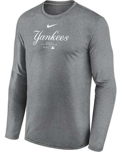 Nike New York Yankees Authentic Collection Practice Dri-fit Mlb Long-sleeve T-shirt - Gray