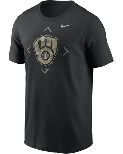 Nike Cleveland Guardians Camo Logo Mlb T-shirt - Black