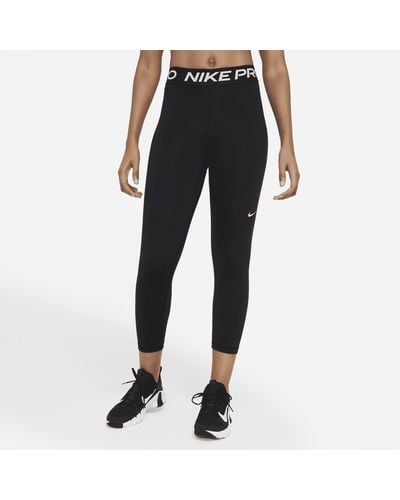 Nike Pro Korte legging Met Mesh Vlakken En Halfhoge Taille - Zwart
