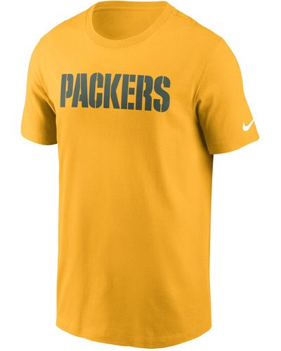 Nike Green Bay Packers Primetime Wordmark Essential Nfl T-shirt - Yellow