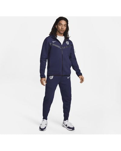 Nike England Tech Fleece Windrunner Mens Football Full-zip Hoodie - Blue