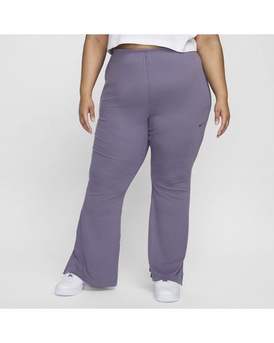 Nike Sportswear Chill Knit Tight Mini-rib Flared Leggings (plus Size) - Purple