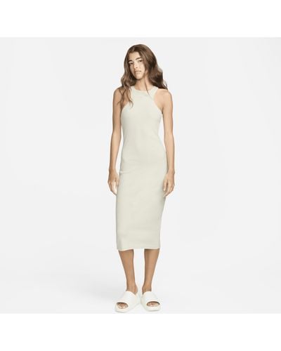 Nike Sportswear Chill Knit Slim Sleeveless Ribbed Midi Dress - White