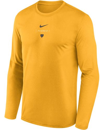 Nike San Diego Padres Large Swoosh Back Legend Dri-fit Mlb T-shirt - Yellow