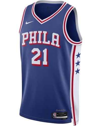 Nike Philadelphia 76ers Diamond Icon Edition Dri-fit Nba Swingman Jersey - Blue