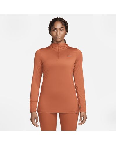 Nike Dri-fit Swift Uv Hooded Running Jacket Polyester - Orange