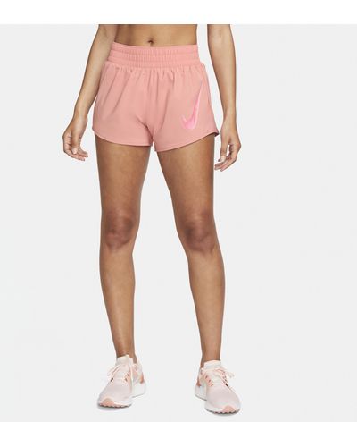 Nike Dri-fit One Swoosh Mid-rise Brief-lined Running Shorts 50% Recycled Polyester - Pink