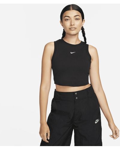 Nike Sportswear Chill Knit Tight Cropped Mini-rib Tank Top - Black