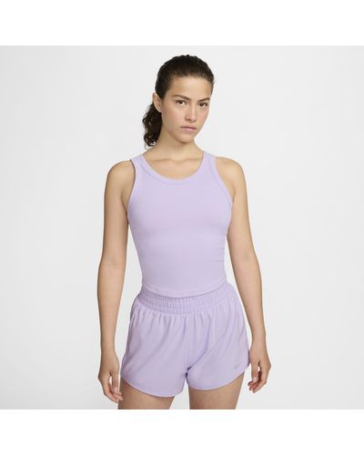 Nike One Fitted Dri-fit Strappy Cropped Tank Top - Purple