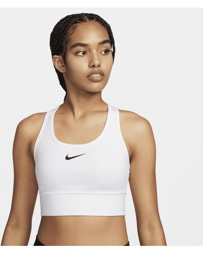 Nike Swoosh Medium-support Padded Longline Sports Bra 50% Recycled Polyester - White