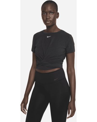 Nike Dri-fit One Luxe Korte Top Met Een Twist En Korte Mouwen - Zwart