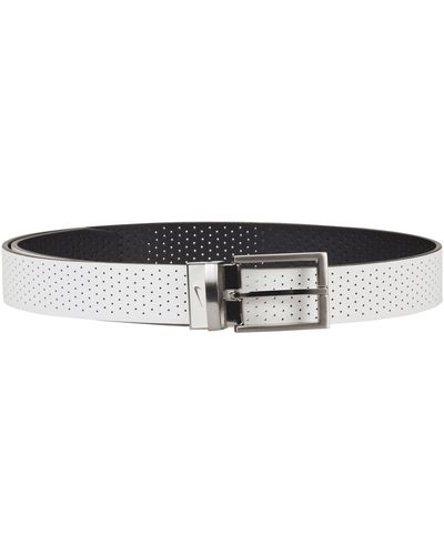 Nike Core Perforated Reversible Belt In White, - Black