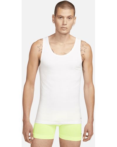 Nike Dri-fit Essential Cotton Stretch Slim Fit Tank Top Undershirt (2-pack) - White