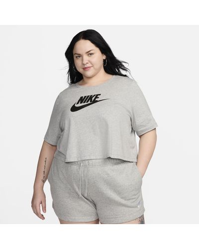 Nike Sportswear Essential Cropped Logo T-shirt (plus Size) - Gray