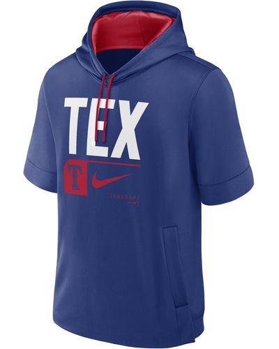 Nike New York Mets Tri Code Lockup Mlb Short-sleeve Pullover Hoodie - Blue