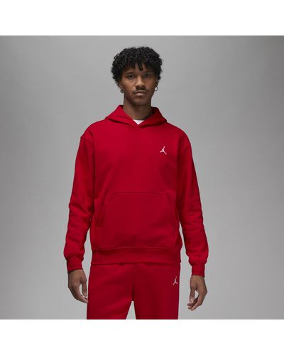 Nike Jordan Brooklyn Fleece Printed Pullover Hoodie Cotton - Red