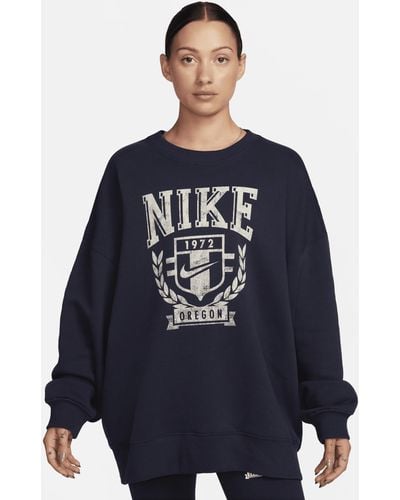 Nike Sportswear Oversized Fleece Crew-neck Sweatshirt Polyester - Blue