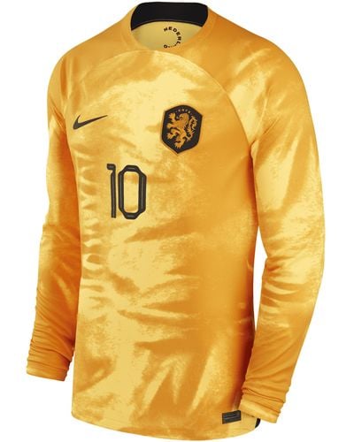 Nike Netherlands National Team 2022/23 Stadium Home (memphis Depay) Dri-fit Long-sleeve Soccer Jersey - Yellow