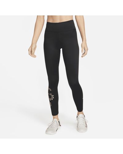 Nike Therma-fit One Mid-rise Graphic Training Leggings - Black