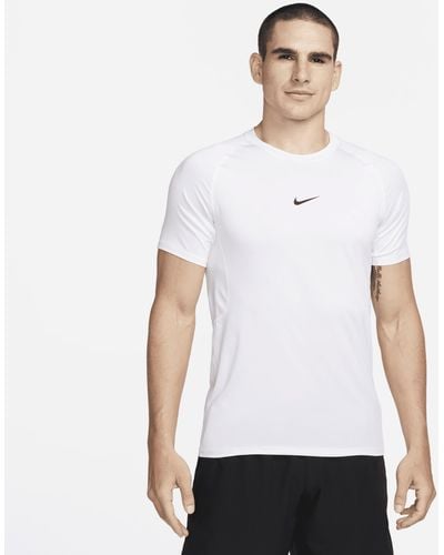 Nike Pro Dri-fit Tight Short-sleeve Fitness Top 50% Recycled Polyester - White