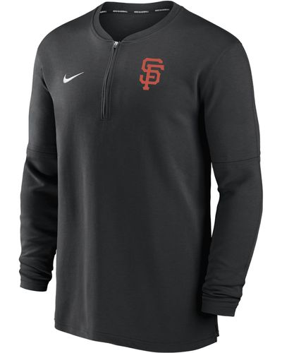 Nike San Francisco Giants Authentic Collection Game Time Dri-fit Mlb 1/2-zip Long-sleeve Top - Black