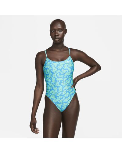 Nike Swim Hydrastrong Lace-up Tie-back One-piece Swimsuit - Blue